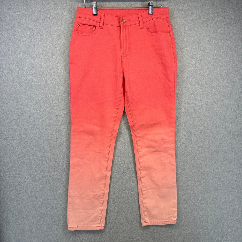 DG2 By Diane Gilman Jeans Womens Size 6P Salmon Pink Faded Denim Straight Pants